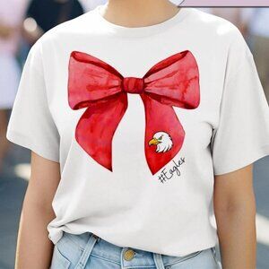 High School Football Mascot Bow Coquette Graphic T-Shirt Spirit Cheer Tee 17